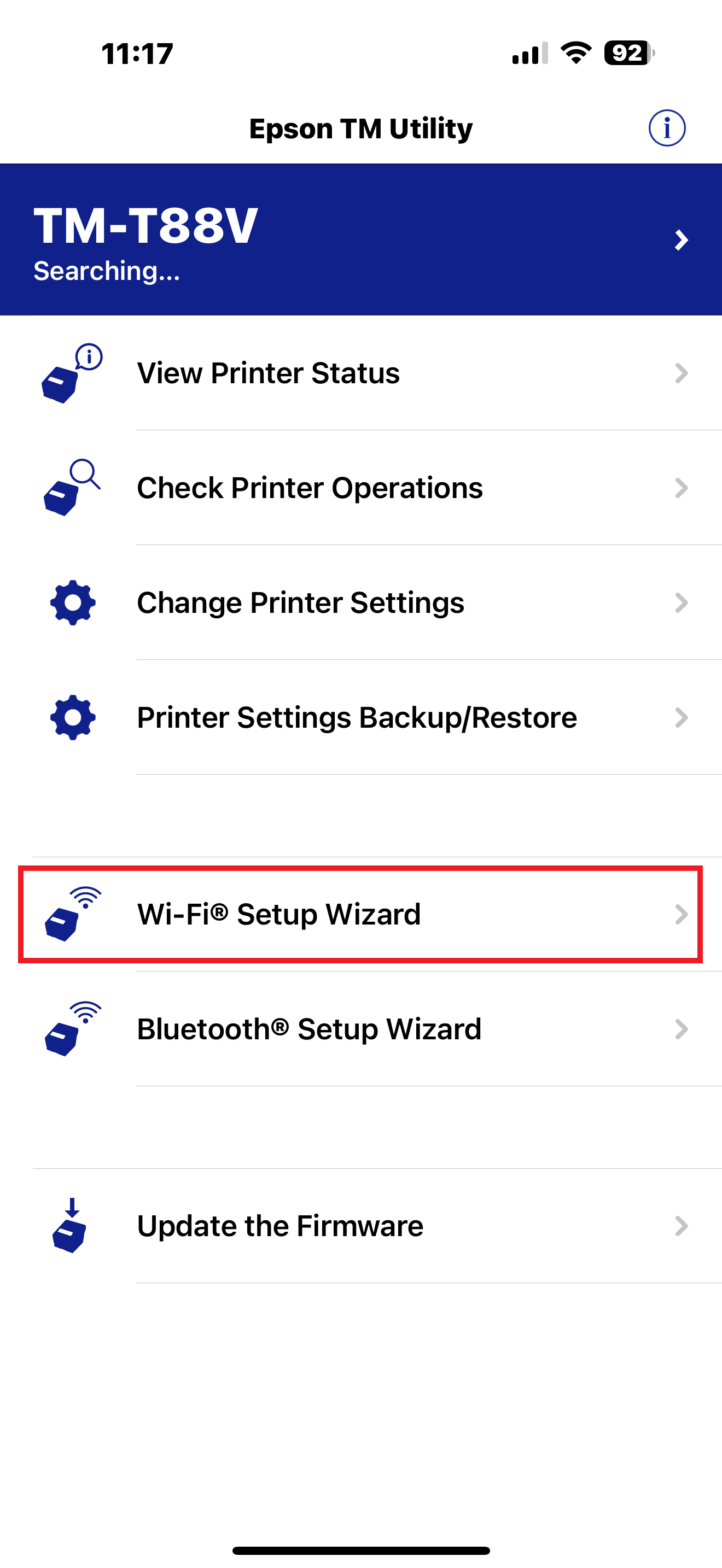 Wi-Fi Setup Wizard 畫面